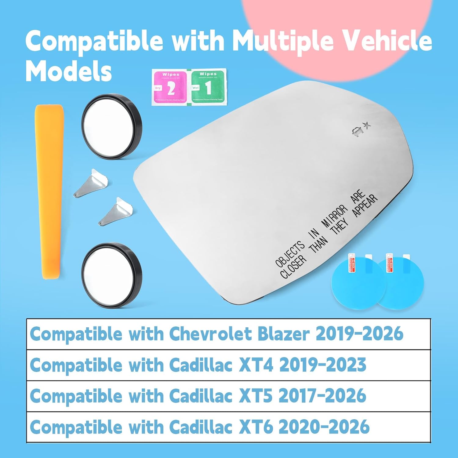 84441692 Passenger Side Mirror Glass Replacement for Chevrolet Blazer 2019-2026 for Cadillac XT4 2019-2023 for XT5 2017-2026 for XT6 20-26 Heated with Blind Spot, Replace 23394627 84539667
