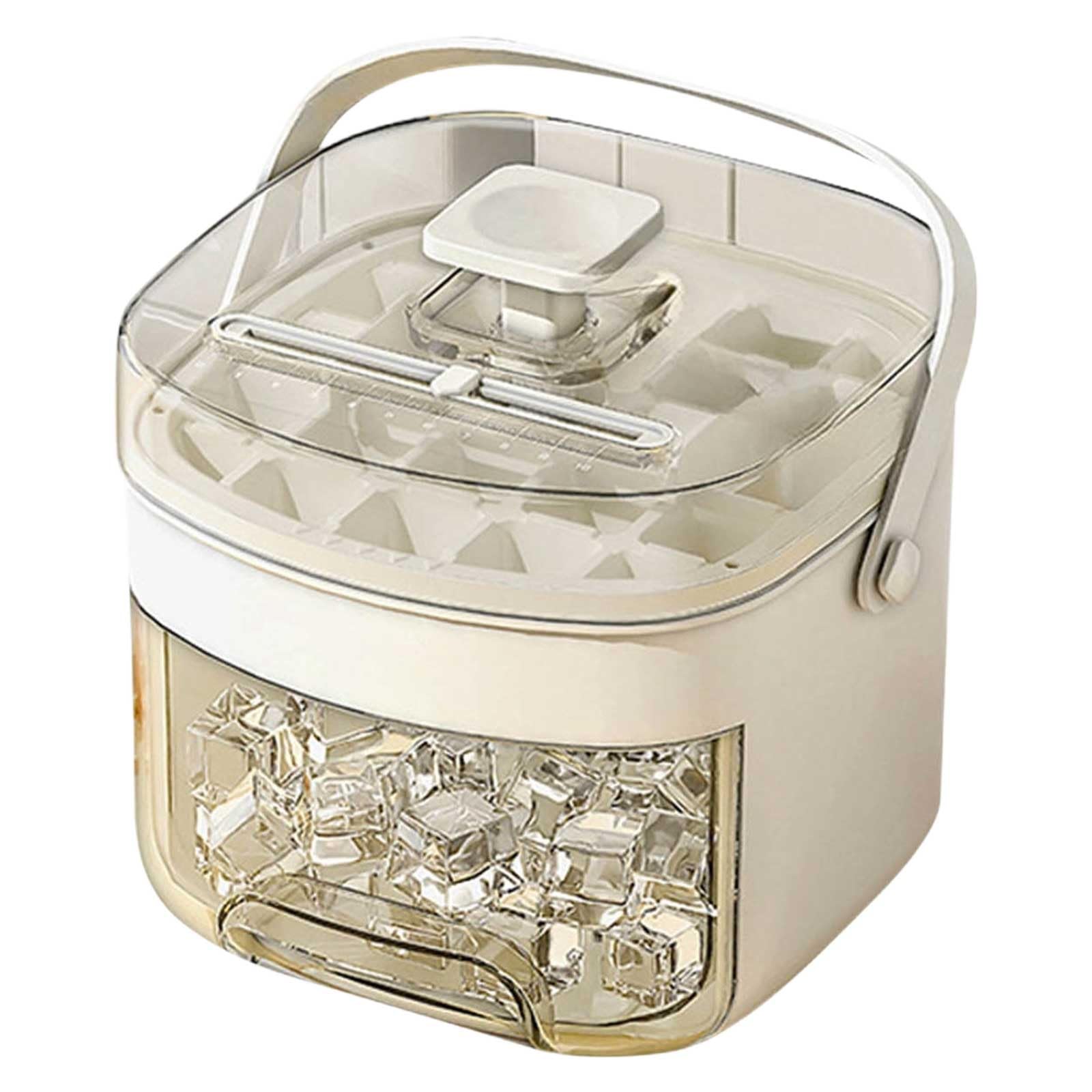 Ice Maker Machine Easy Press Ice Cube Maker Counter Top Quick Release Grid Portable Reusable Tray 48 Ice Cube Tray Storage Box with Handle for Coffee, Cocktails and Juice Ideal for Home