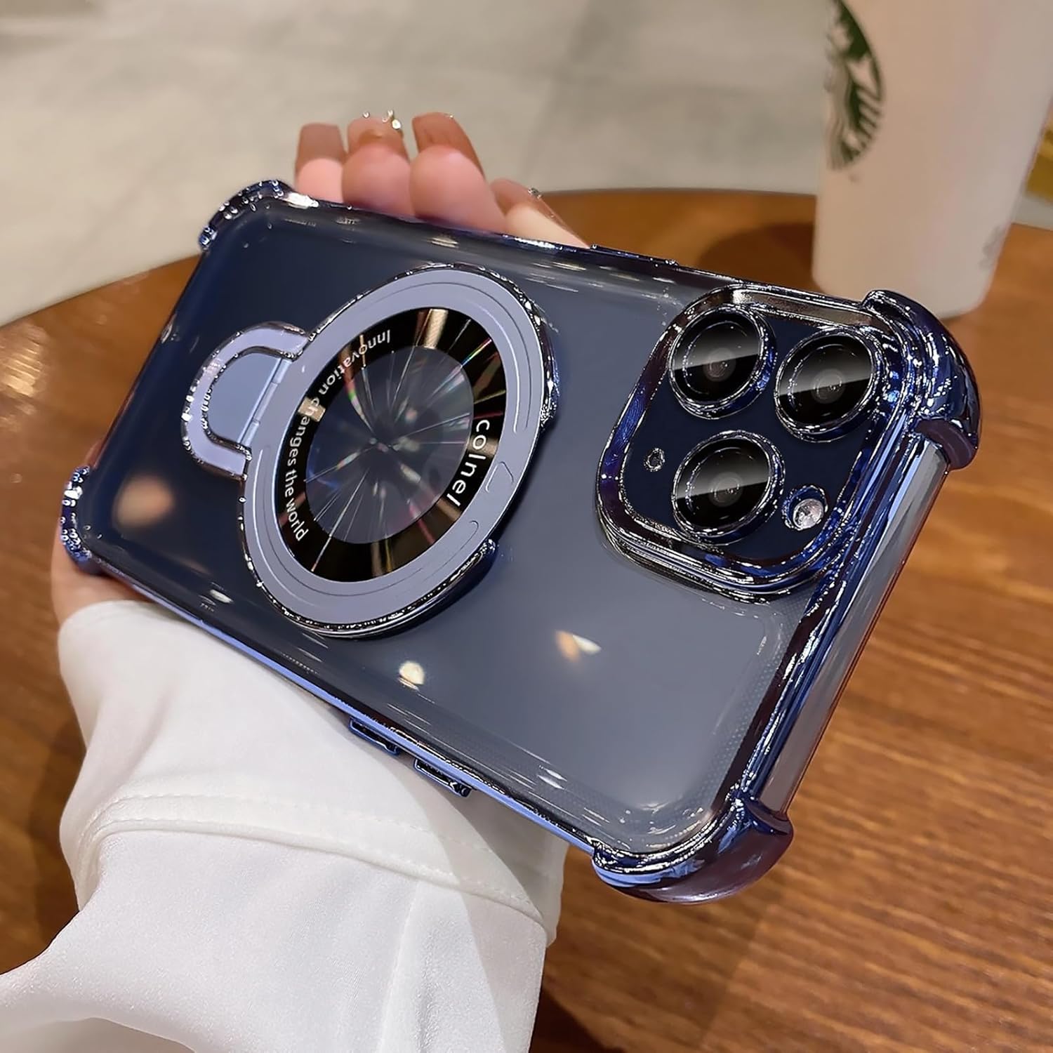 for iphone 11 pro case with magnetic ring stand,[compatible with magsafe] four corners shockproof [military grade drop protection] luxury slim kickstand case for iphone 11 pro-sky blue iphone 11 pro 5.8" sky blue