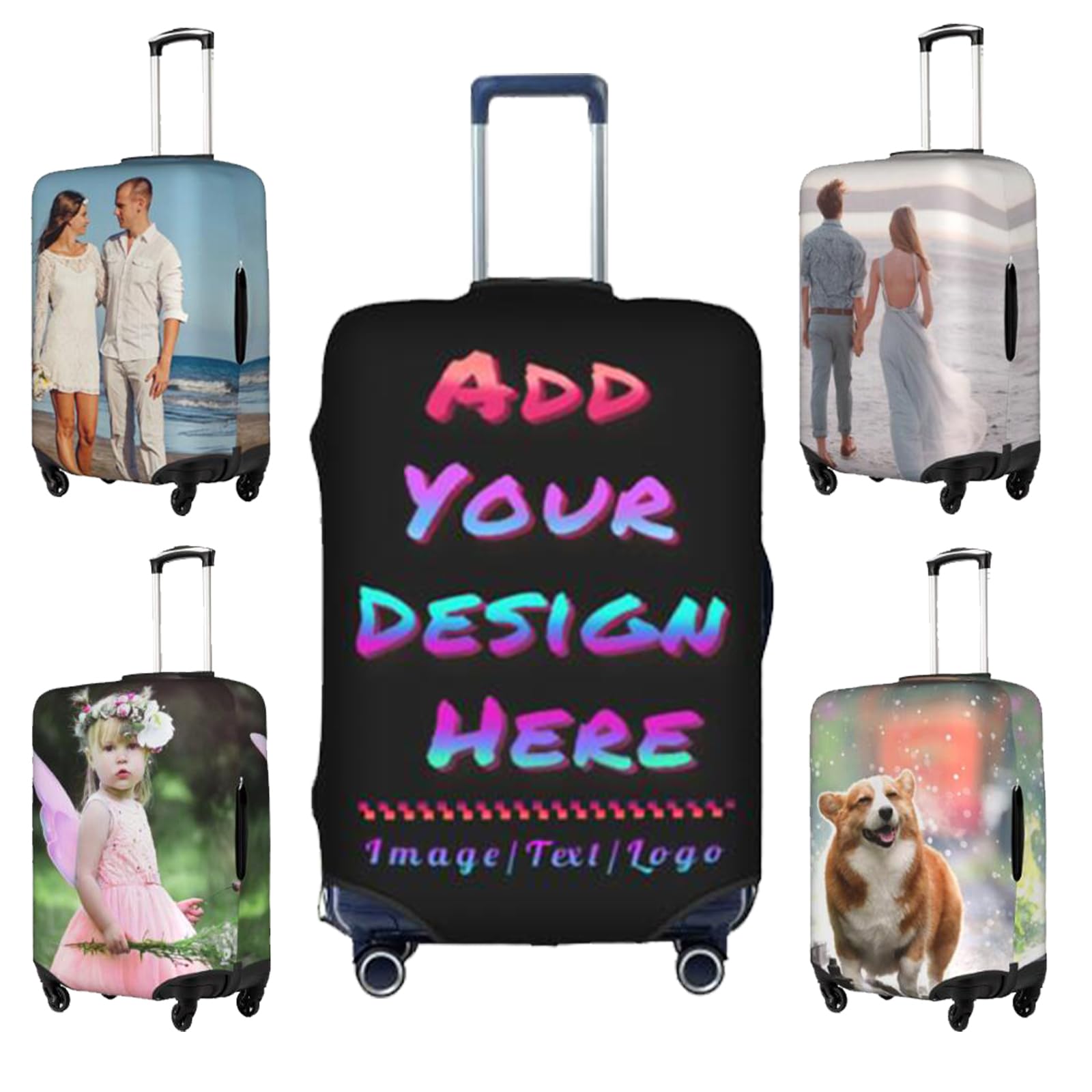 Naispandapersonalised Suitcase Cover With Photo Text Customize