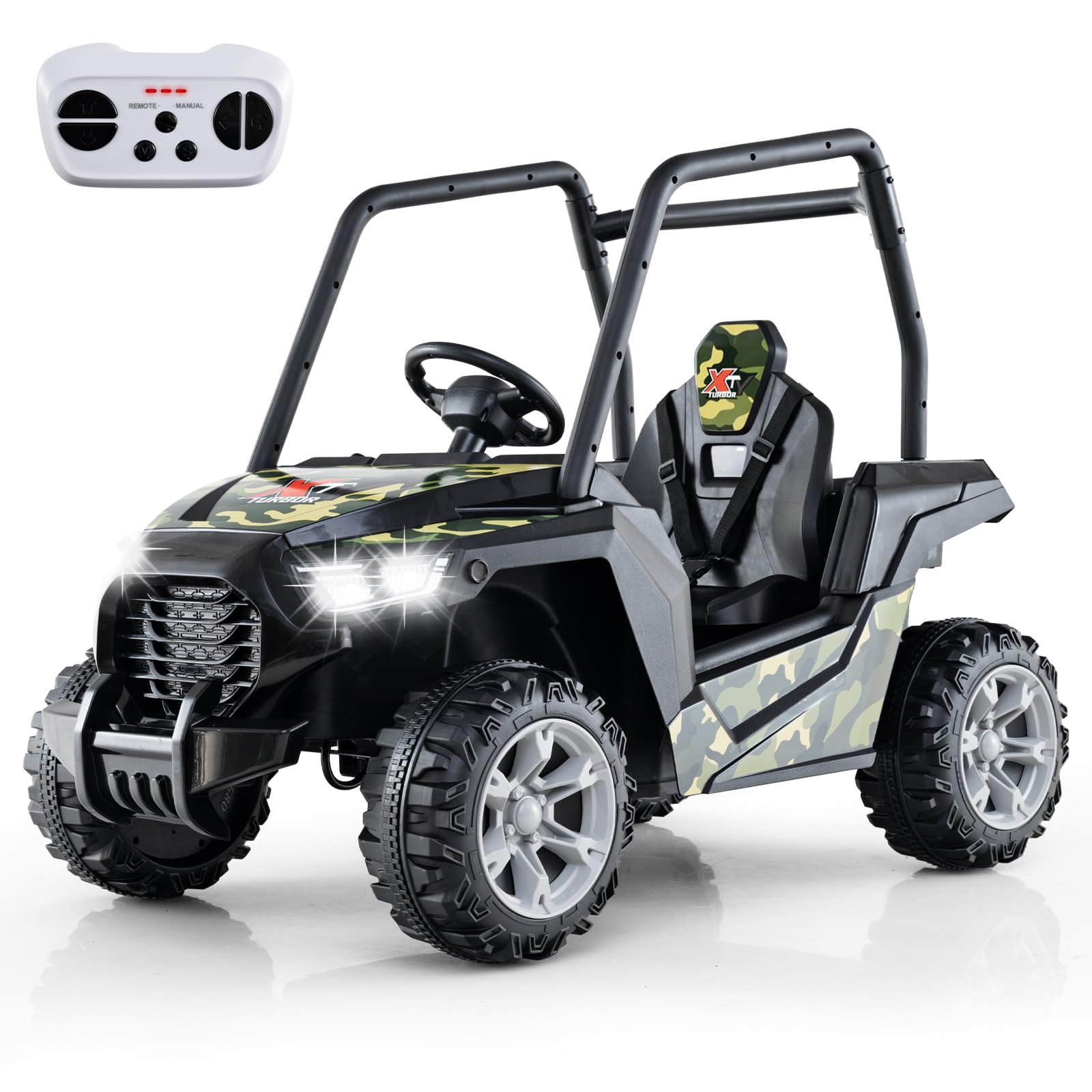 COSTWAY 24V Voiture Électrique Enfant avec Télécommande & 3 Vitesses(2,5-4,5km/h), Véhicule Électrique à 4 Roues avec Musique & Lumières LED, Démarrage Lent, Charge 30kg pour 3-8 Ans (Vert)