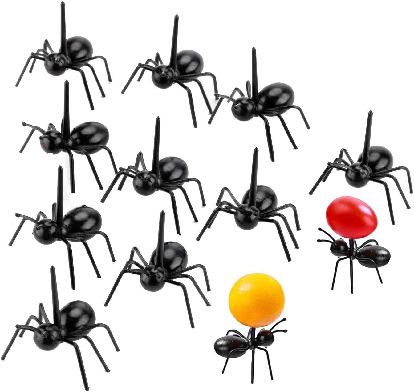 24 PCS Cute Ant Food Picks, Animal Fruit Food Toothpicks, Dessert Forks Picks, Bento Box Lunch Box Decor Animal Mini Cartoon Toothpick Bento Lunch Decorative (Black)