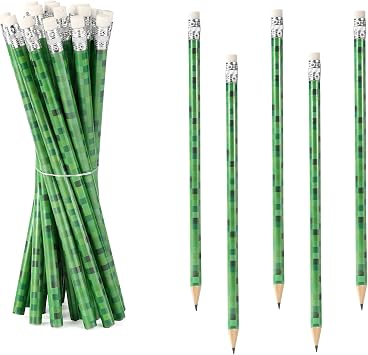 20pcs Pixel Pencils, Pixel Theme Party Supplies Wooden Pencils with Eraser Classroom Stationery Prizes Birthday Party Favors Supplies for Kids Boys School Office