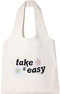 شنطة يد كبيرة توت من القماش القطني بلون اوف وايت مقاس 02/35 × 40 سم