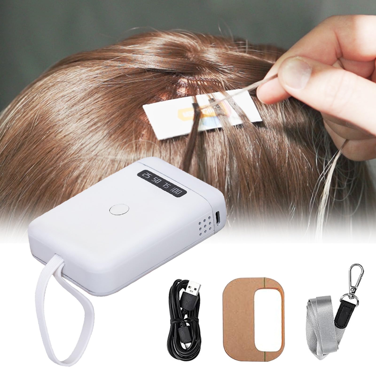 Dispositivo De Extensión De Cabello, Para Extensiones De Cabello Real 405 Nm Kit De Extensiones De Cabello Mejorado 5000 Mah Lámpara De Extensión Portátil Recargable