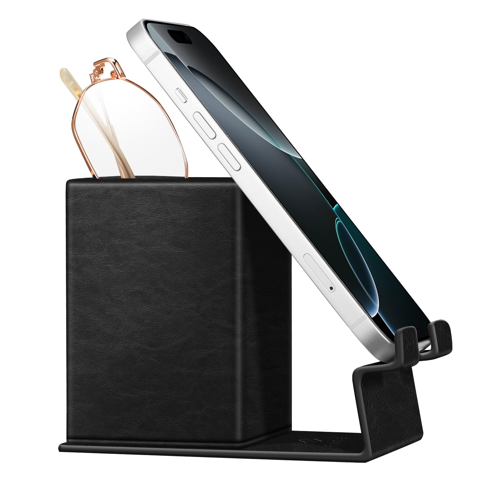 FINTIE Pencil Holder With Phone Stand, Eyeglasses Holder, Desktop Organizer Nightstand Accessories Office Supplies Case