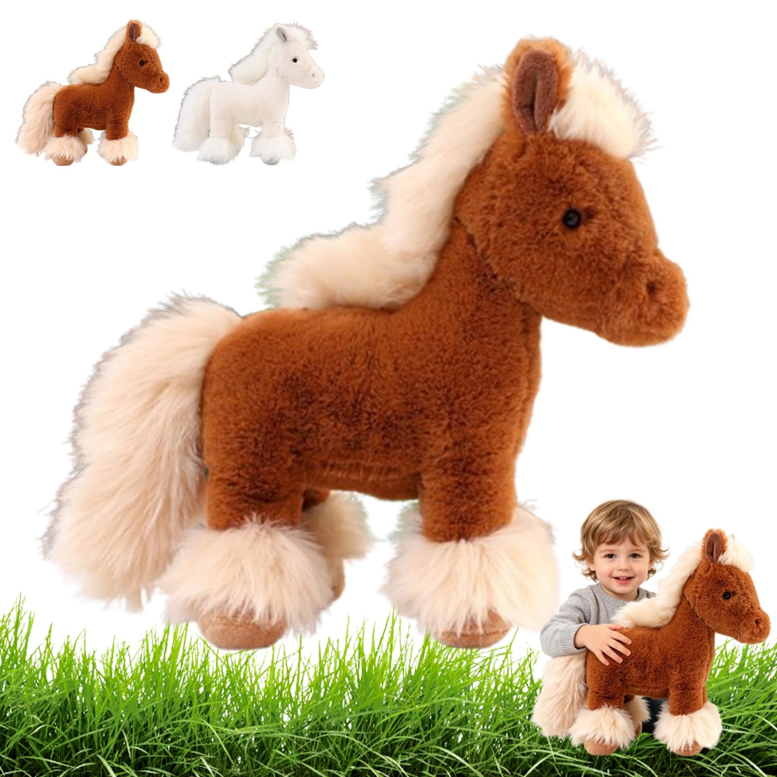 ZBELLO Horse Soft Toy, Realistic Pony Soft Plush Toy, Soft To The Touch, Kids Bedtime Gift, for Birthday, Easter, Thanksgiving, Children’s Day or Valentine’s Day Parties (30cm,brown)