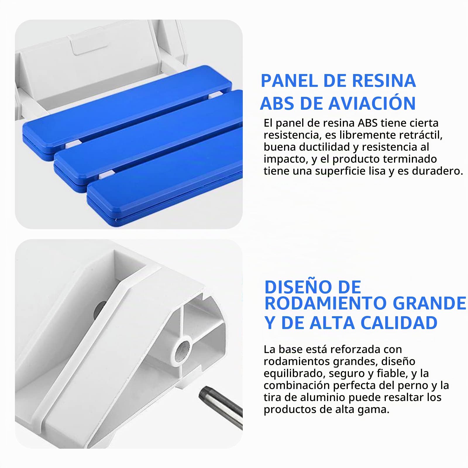 Asiento de Ducha Plegable para baño, Apto para bañera, Asiento De Ducha Montado En La Pared, Silla De Ducha Antideslizante para Ancianos, Discapacitados, Soporta 130kg, Ahorro de Espacio