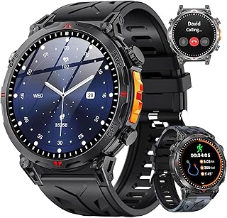 スマートウォッチ 【2026 ChatGPT搭載 内蔵GPS AI文字盤】 1.6 インチAMOLED大画面 軍用規格 耐衝撃 GPS運動模式記録 Bluetooth5.3通話 LINE/メッセージ通知 振動と着信音設定 100＋運動モード スポーツウォッチ 3ATM防水 メンズ腕時計 歩数計 遠隔撮影 音楽制御 天気予報 iPhone/アンドロイド対応 (ブラック＋カモフラージュバンド)