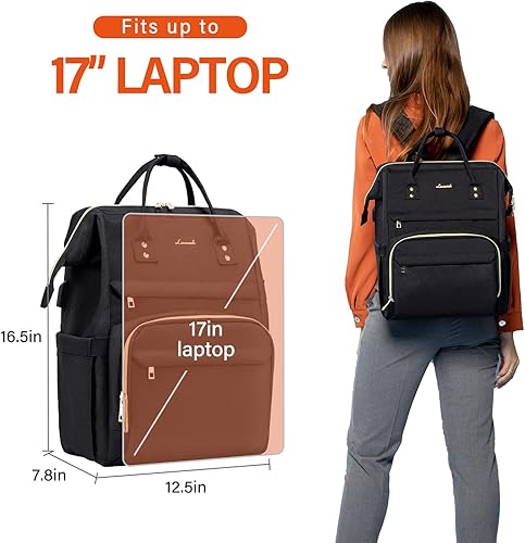 Miniatura 10 de LOVEVOOK Mochila de viaje para laptop, mochila de enfermera resistente al agua con estuche para estetoscopio, bolsa duradera antirrobo para