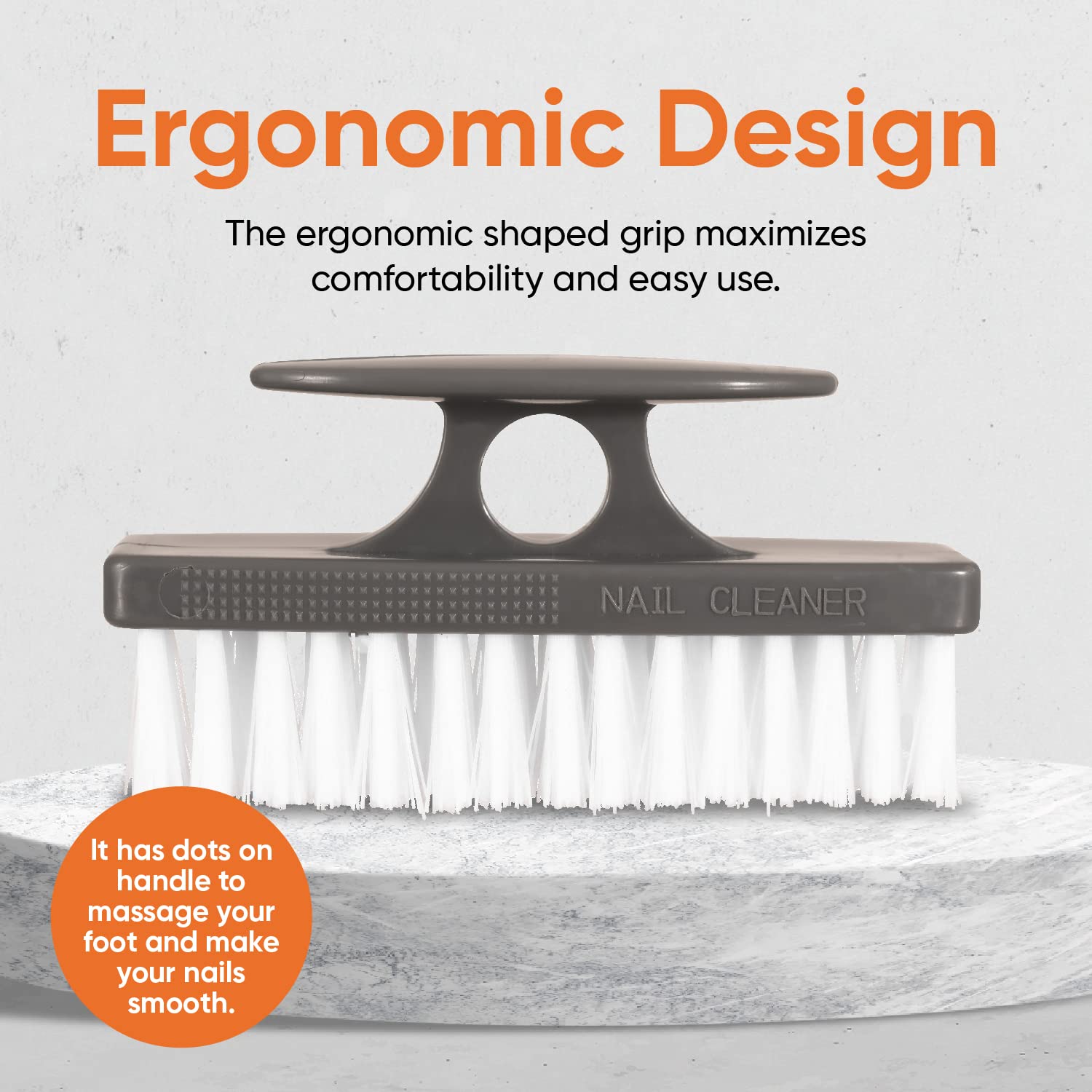Superio Stiff Nail Cleaning Brush with Comfortable Plastic Handle