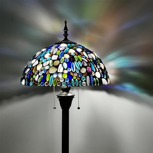 Miniatura 2 de Tiffany - Lámpara de pie estilo Tiffany con carcasa natural y amatista, 70 pulgadas de alto, luz de lectura de pie Tiffany antigua para esquina,