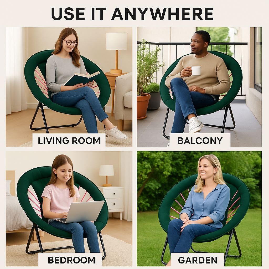 Kruvad Style Lounge Chair with Cushioned Seat & Backrest, Modern Round Relax Chair for Living Room, Bedroom & Balcony, Comfortable Indoor Accent Seating with Strong Metal Frame (Multicolor) 3