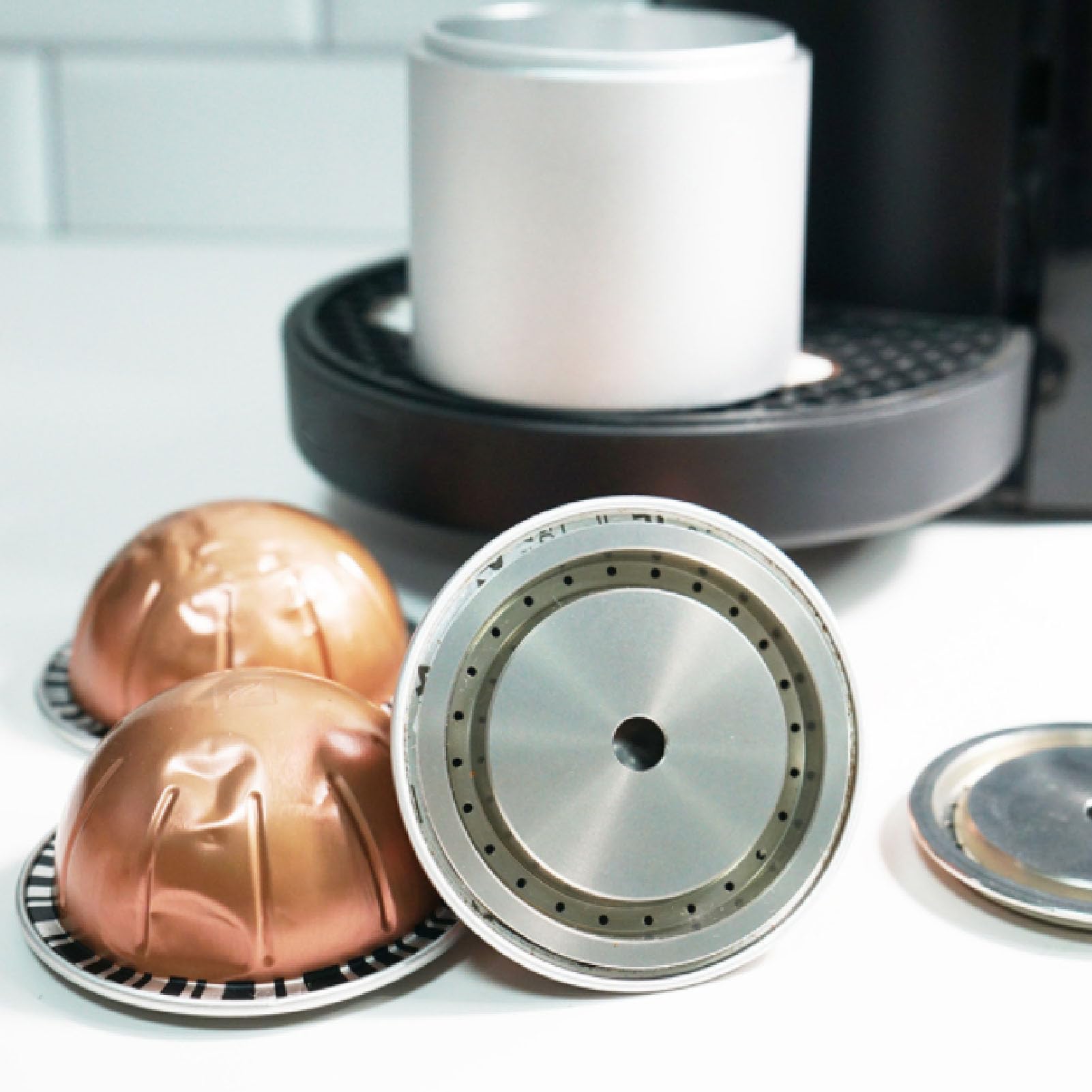 Cápsula de café Reutilizable, Tapas de Cápsulas de café Recargables Reciclables con Cuchara para Hacer café