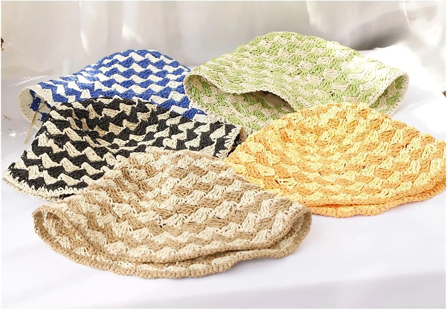 Womens Straw Hats Crochet Hat Bucket Sun Visor Beach Women Visors Ladies Summer Cap