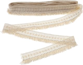 OTOTEC Borla de flecos de algodón para recortar color beige 4 cm ancho 5 m Legnth silla vintage mantel almohada decoración ropa accesorio
