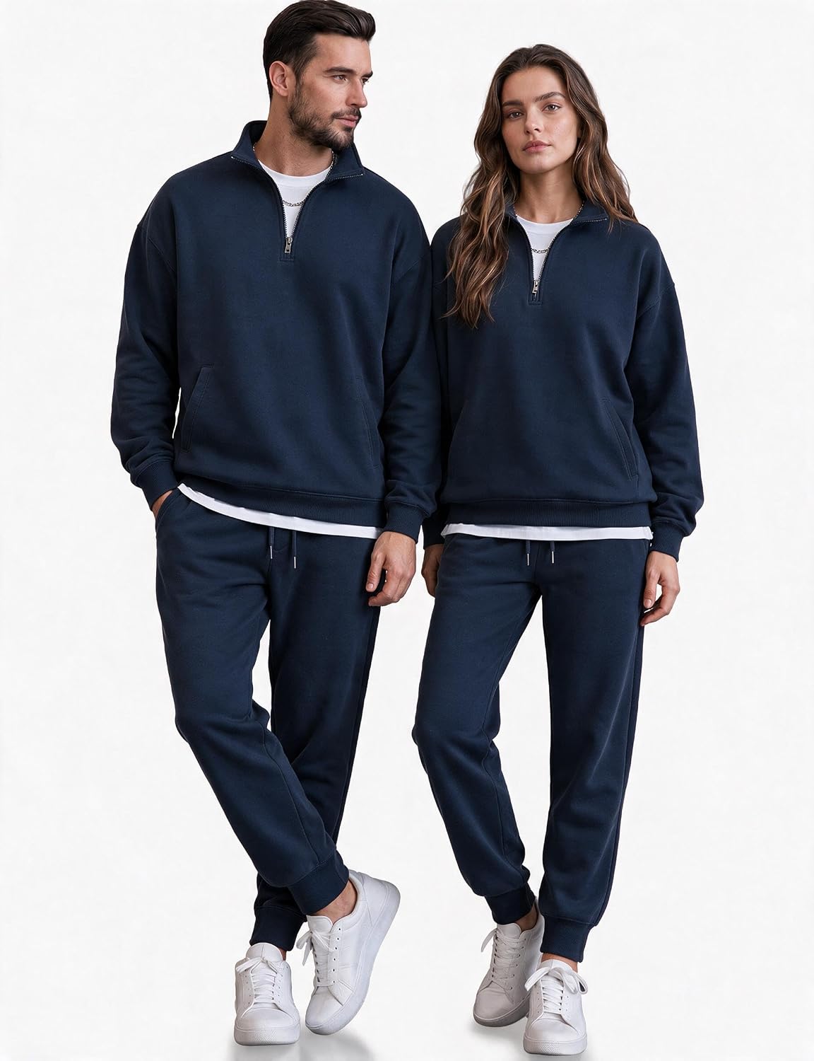 COOFANDY 2 Piece Set for Men Sweatsuit 1/4 Zip Sweatshirt and Jogger pants