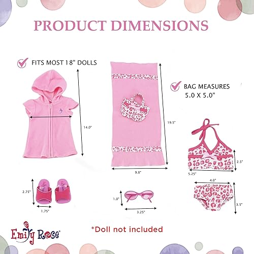 Miniatura 4 de Emily Rose Ropa de muñeca de 18 pulgadas, traje de baño tankini de 6 piezas, incluye gafas de sol, bolsa y sandalias, compatible con muñecas
