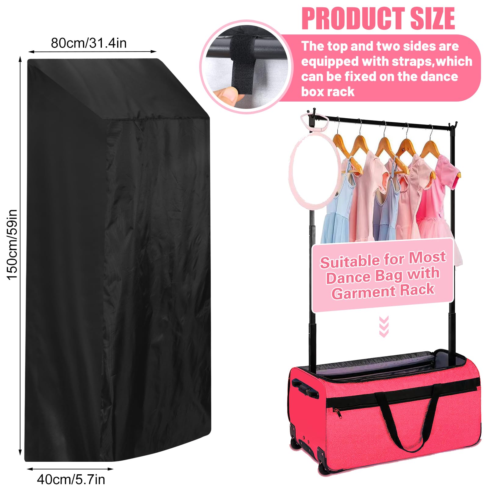 Privacy Curtain Competition Dance Bag Suitcase Black Changing Room Three Sides Portable Accessories Privacy Partition Screens Dance Suitcase Without Rack for Dance Competition Essentials (Black)