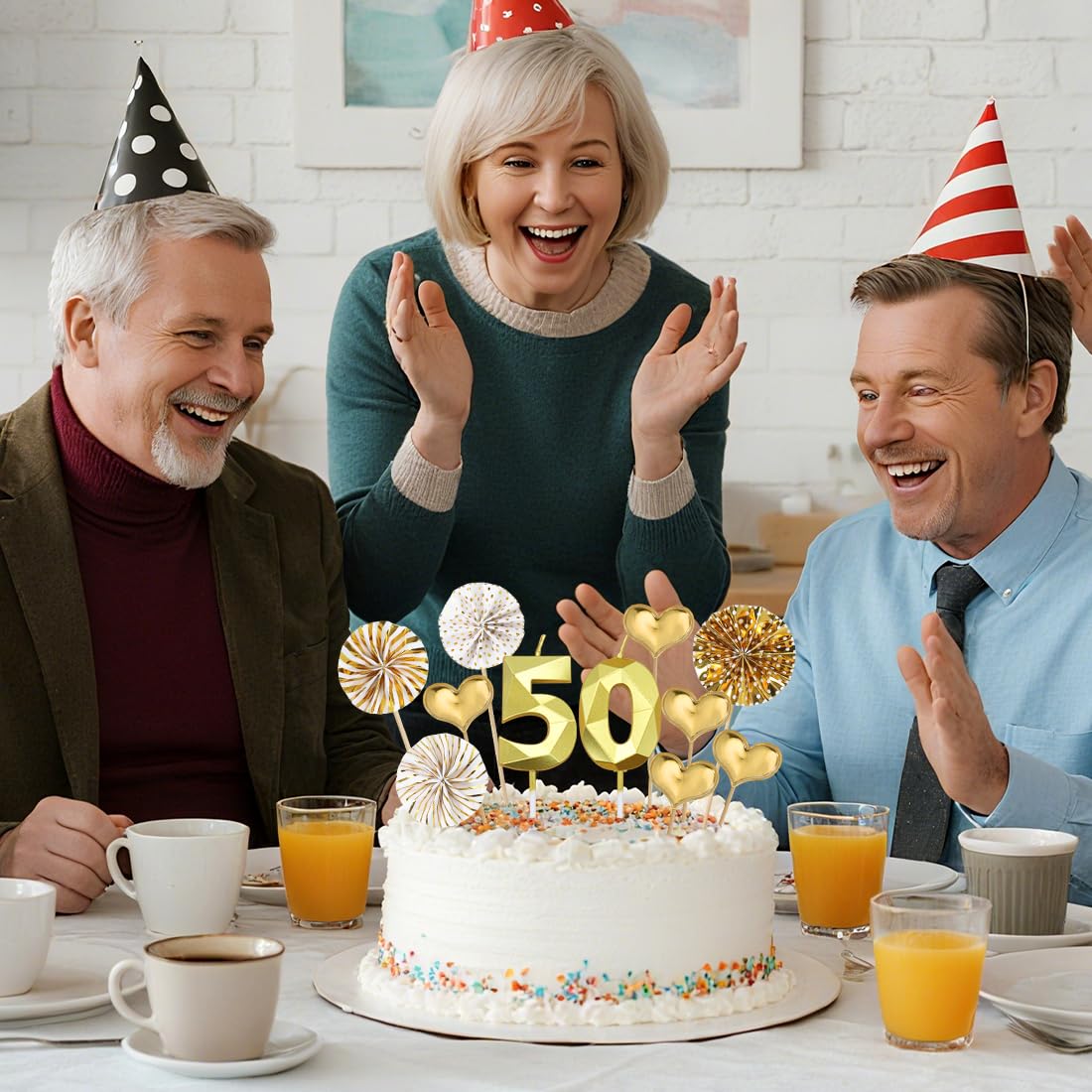Bougies d'anniversaire 50 Ans pour Gâteau, Décoration Fête Homme Femme