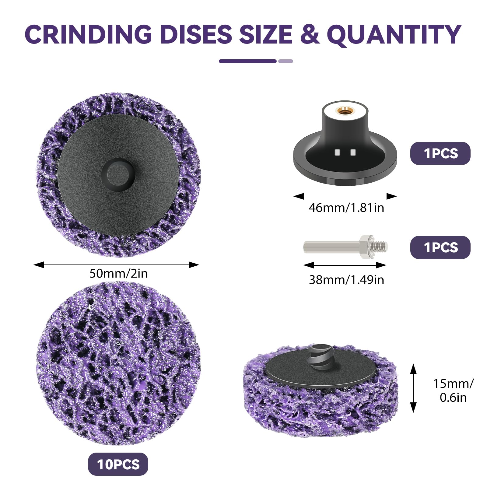 OBA 10 Pièces Disques de Nettoyage 50mm, Disque Meuleuse Disques à ébarber Pour Traitement de Surface Peinture Disque Abrasif pour Perceuse Visseuse