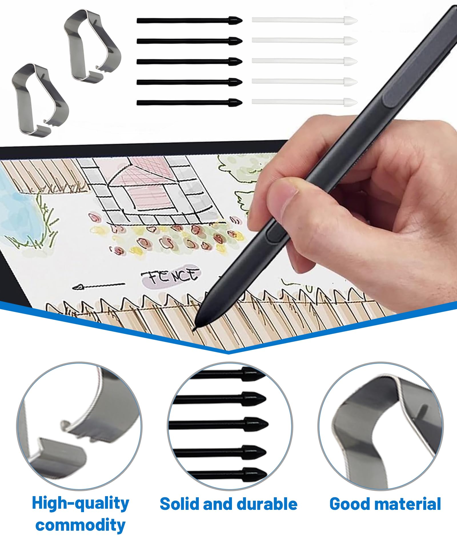10 Pcs Touch Stylus Pen Tip Nib Suitable for Samsung S9/S8/S7/S6 Lite Handwriting Pen Core, Note 10/20 Touch Pen Replacement Tip (Black and White, Stylus Pen Not Included) — Amazon image 3