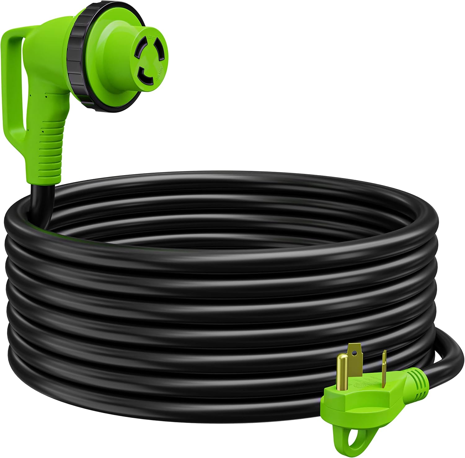 90 Degree 25' Power/Extension Cord with 30 AMP Male Standard / 30 AMP Female 90 Degree Locking Adapter (30 Amp - 25 Foot)