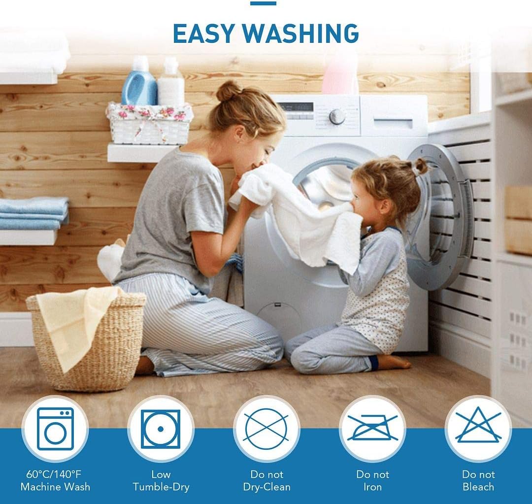 CO-Z Waterproof Mattress Protector Full Size with Zipper Closure 6-Sided Cover, 100% Polyester Ultra Soft Knit Fabric Encasement, Machine Washable, White
