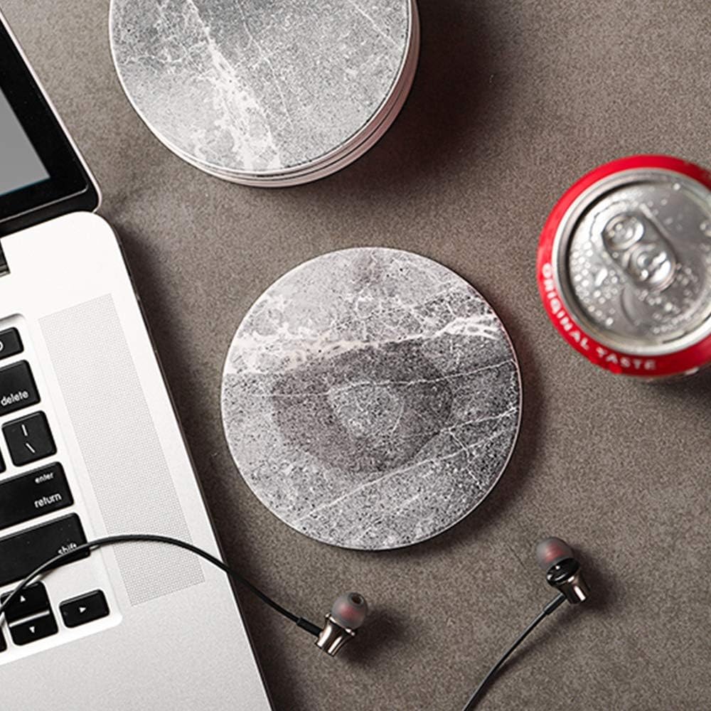 LIFVER Coasters for Drinks Absorbent, Ceramic Coasters Set of 6 with Cork Base, Protect Wooden Table or Furniture from Scratched, Drink Coasters with Holder - Grey