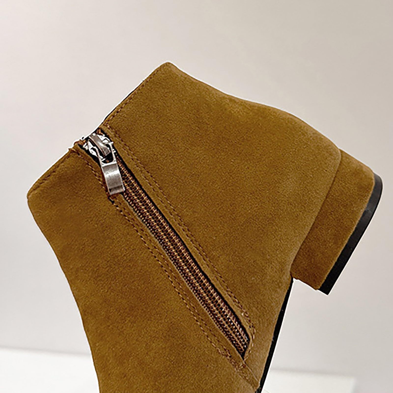 Bottines élégantes pour femme avec talon court, bottines plates antidérapantes, bout pointu, fermeture éclair latérale, talon épais, bottes de loisirs