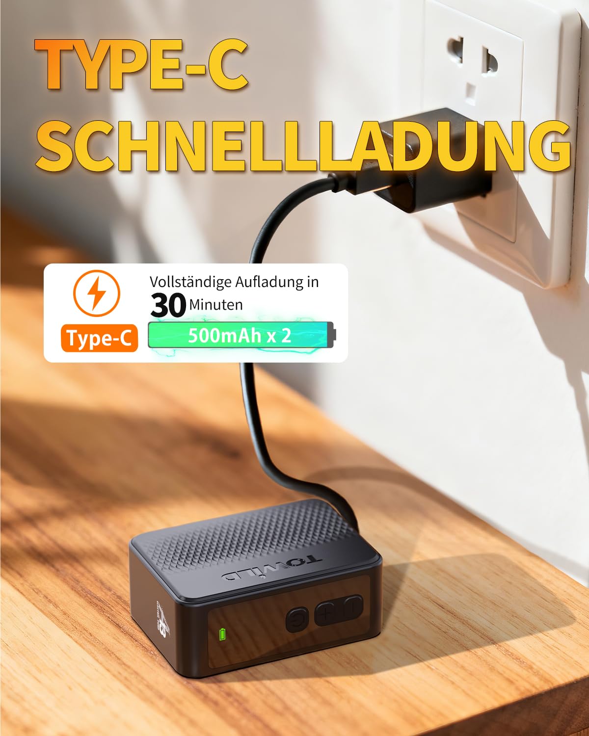 TOWILD A13 Akku Luftpumpe Fahrrad Elektrisch 130 PSI Tiny Fahrradpumpe mit Digitalem Manometer Automatische Abschaltung Elektrische Luftpumpe mit Presta- und Schrader-Ventil für E-Bike, MTB Rennrad