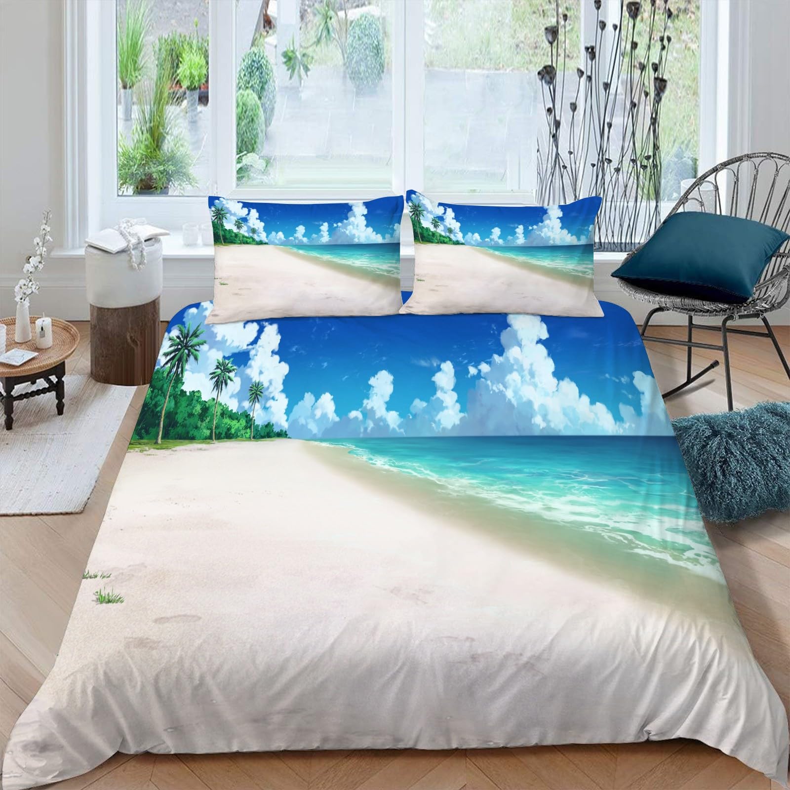 Zestawy poszewek na kołdrę plażową 155 x 220 cm poszewka na kołdrę z mikrofibry 155 x 220 cm luksusowy zestaw pościeli z nadrukiem 3D poszewka na kołdrę z 2 poszewkami na poduszki 50 x 75 cm wys. 1959