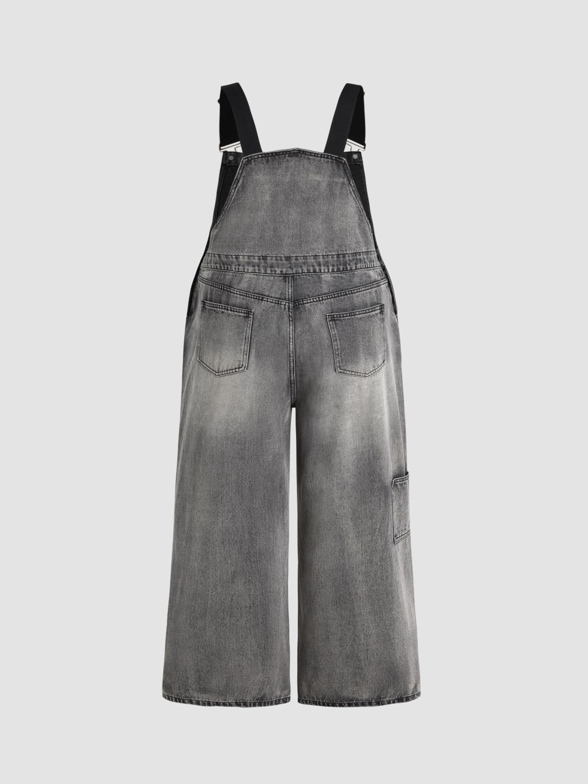 CIDER Damen-Jeans-Overall mit weitem Bein, verstellbarer Riemen, Jeans-Jumpsuits mit Taschen