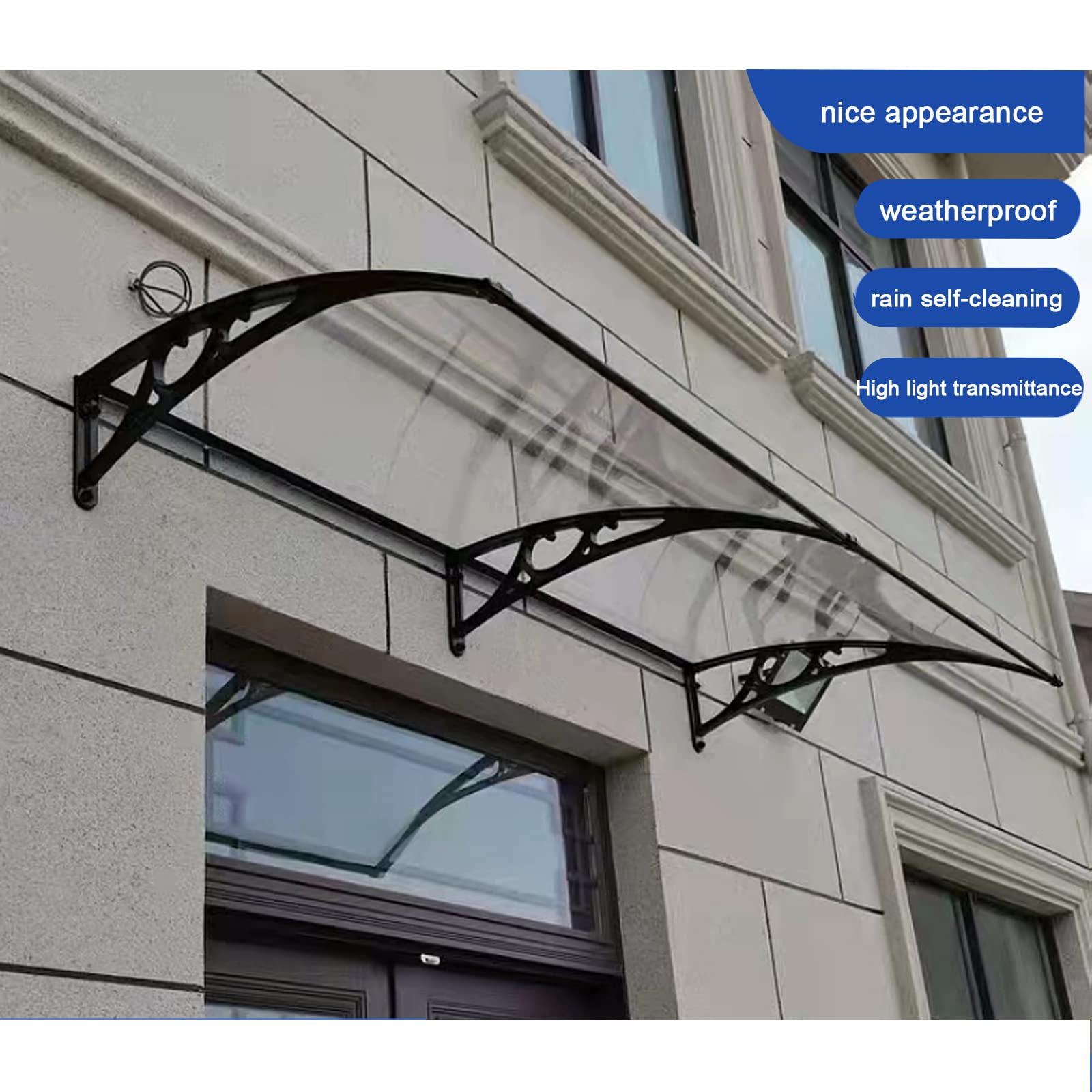 Toldo ligero para puerta delantera, toldo para exteriores, impermeable, refugio contra la lluvia para puerta trasera, porche, ventana, patio, toldo, toldo para puerta, cubierta de policarbonato, prote