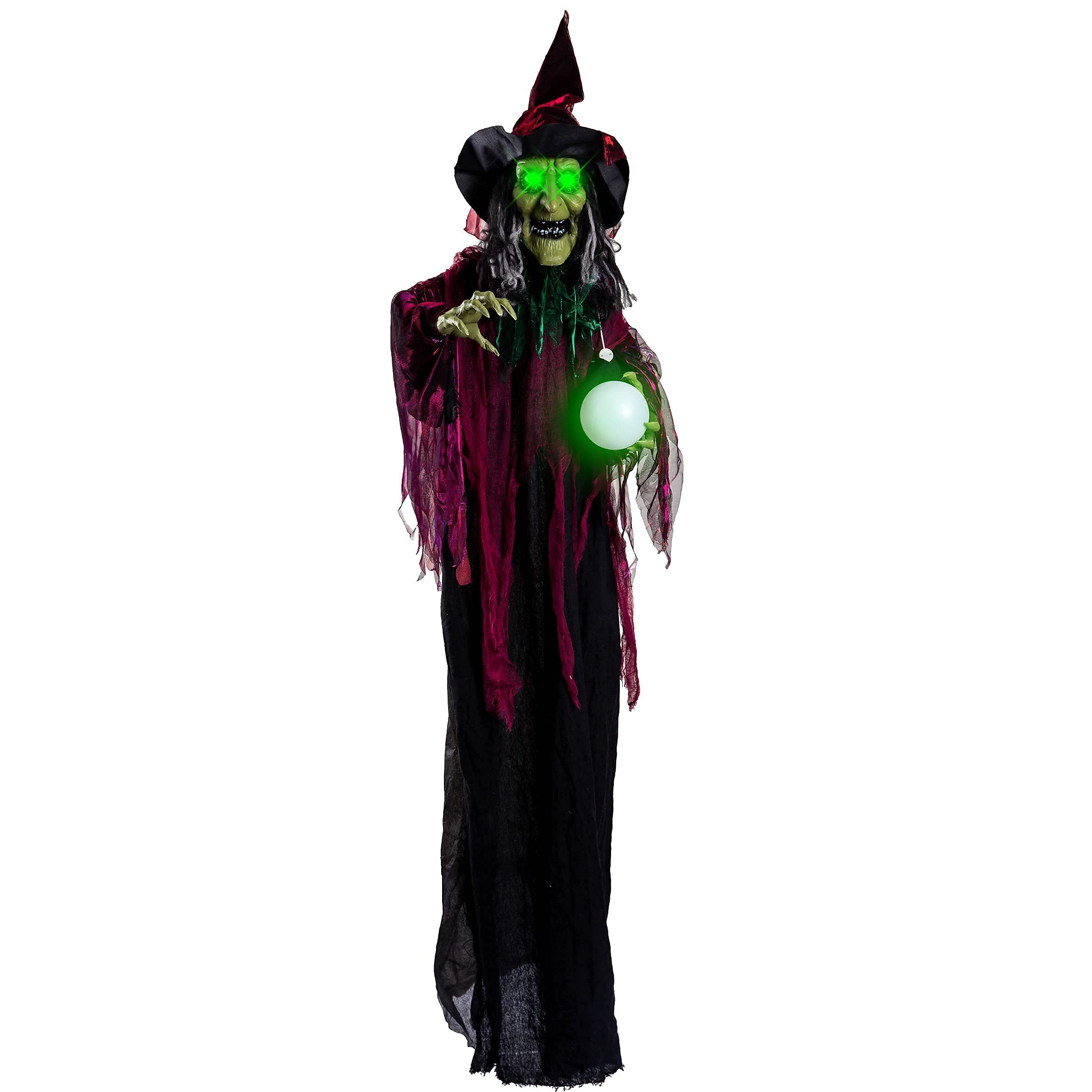 JOYIN Wisząca Dekoracja Czarownicy na Halloween - Animowana Przerażająca Czarownica z Oczami LED i Dźwiękiem, Dekoracja na Zewnątrz, Trawnik, Podwórko, Patio