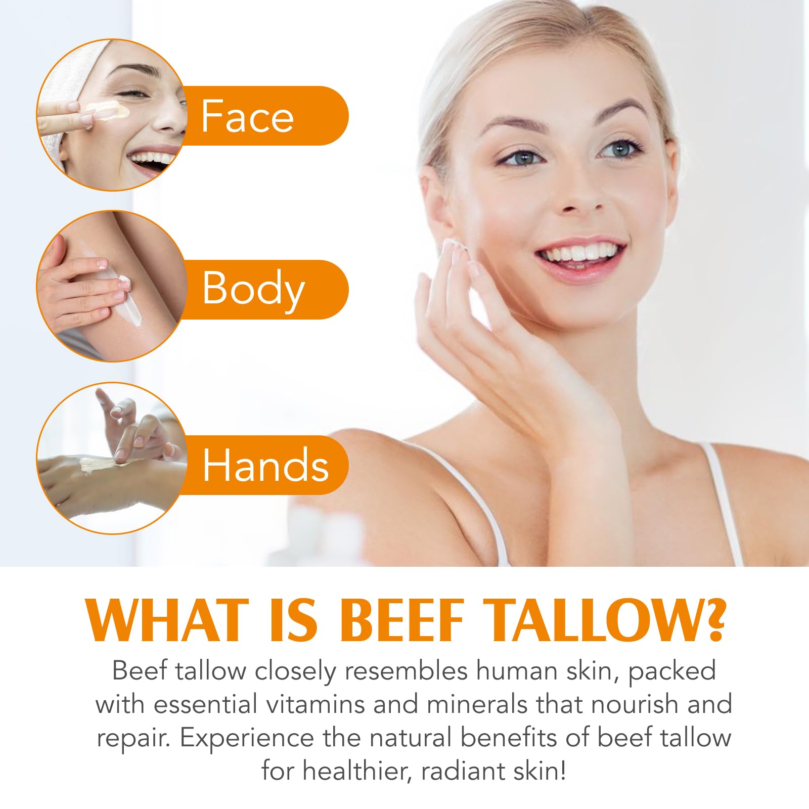 Beef Tallow Honey Balm Beef Tallow Skin Care, łój wołowy do skóry, łój wołowy, balsam miodowy, balsam z ubitego łoju wołowego i miodu, krem Tallow nawilżający i przeciwstarzeniowy (1 szt.)