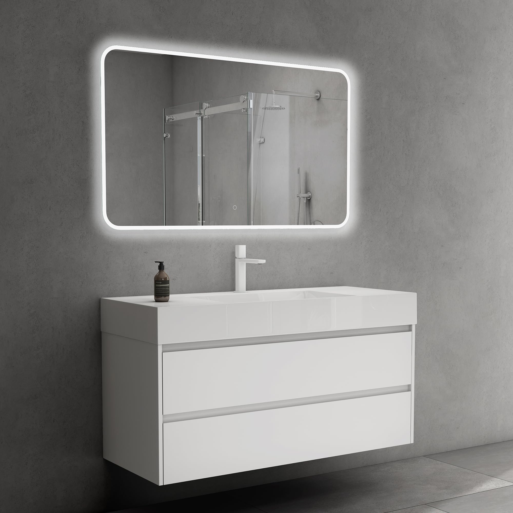 Doporro Meuble De Salle De Bain Blanc Mat Ensemble De 2