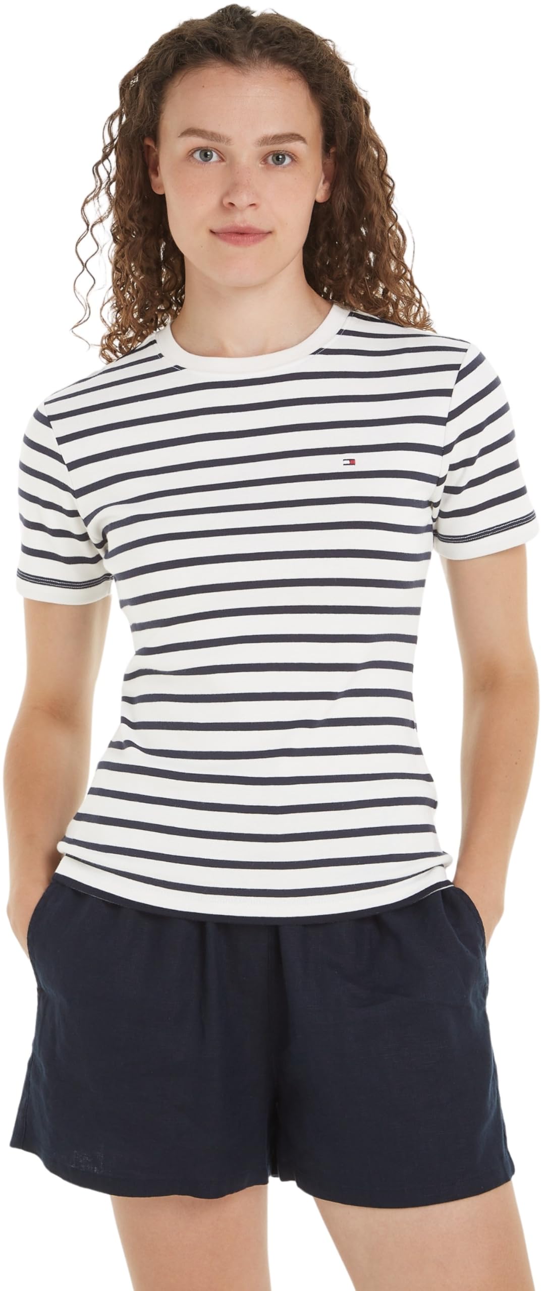 Tommy Hilfiger Camiseta de Manga Corta Mujer New Slim Cody Cuello Redondo