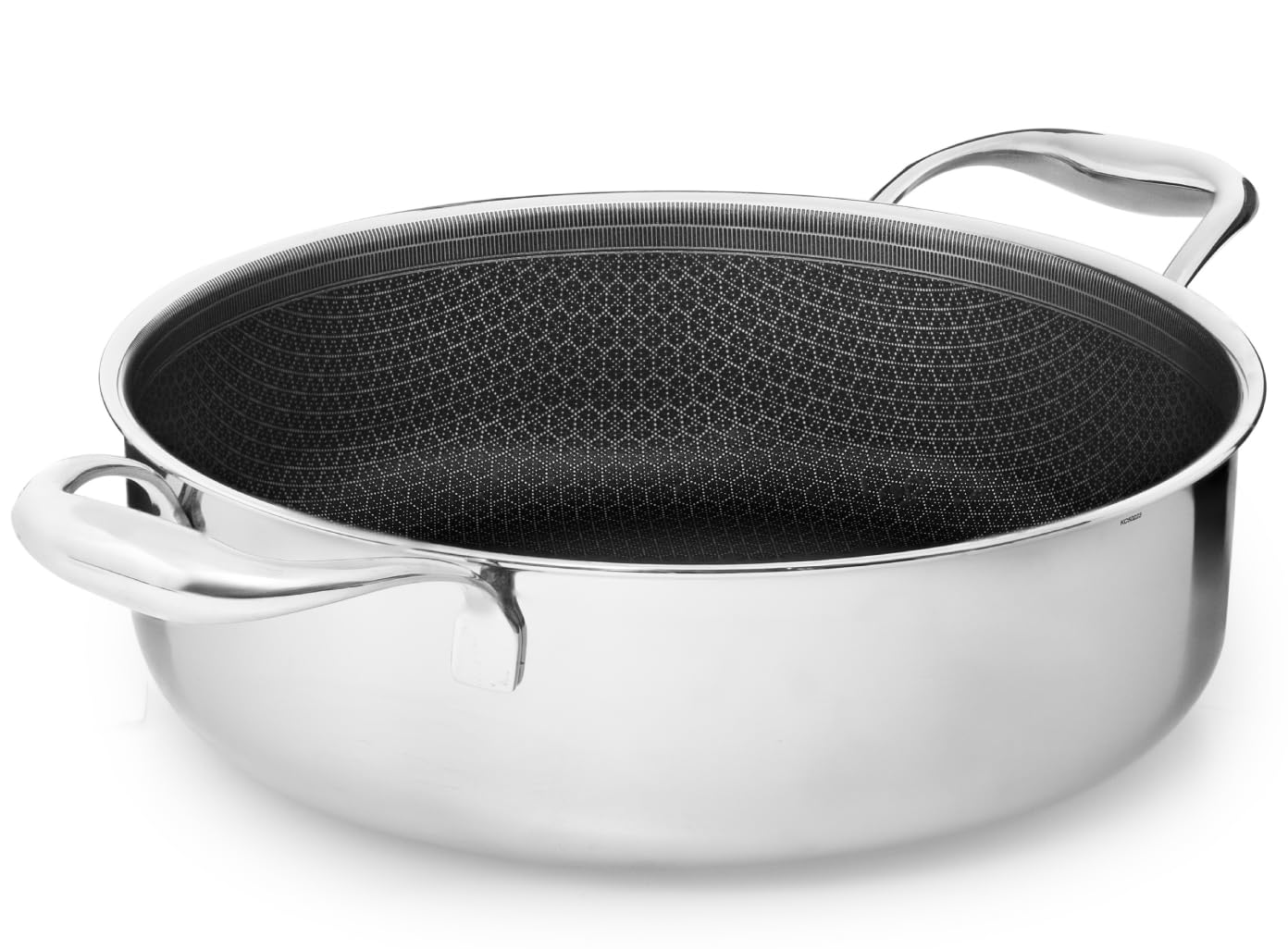 Onyx Cookware Padella per stufato, 28 cm, 4,5 l, con bordo alto, per cottura a induzione, per tutti i piani cottura, superficie antiaderente antigraffio, 3 strati di acciaio inox/alluminio
