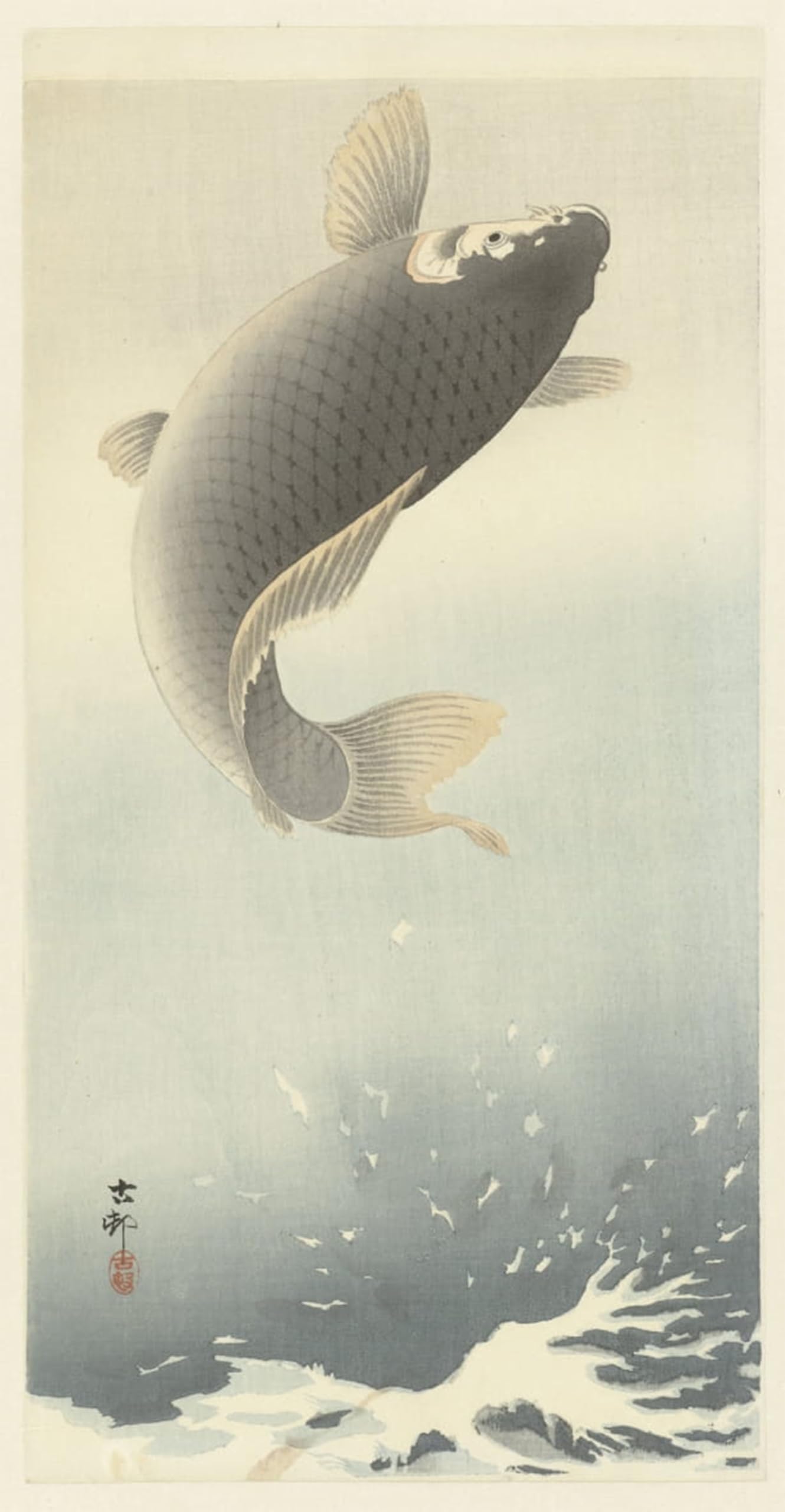 Posteriik No Frame Famous Modern Artwork Art Mural Flower And Running Water By Ohara Koson Oil Paintings Pictures For Home Decor 60X90cm