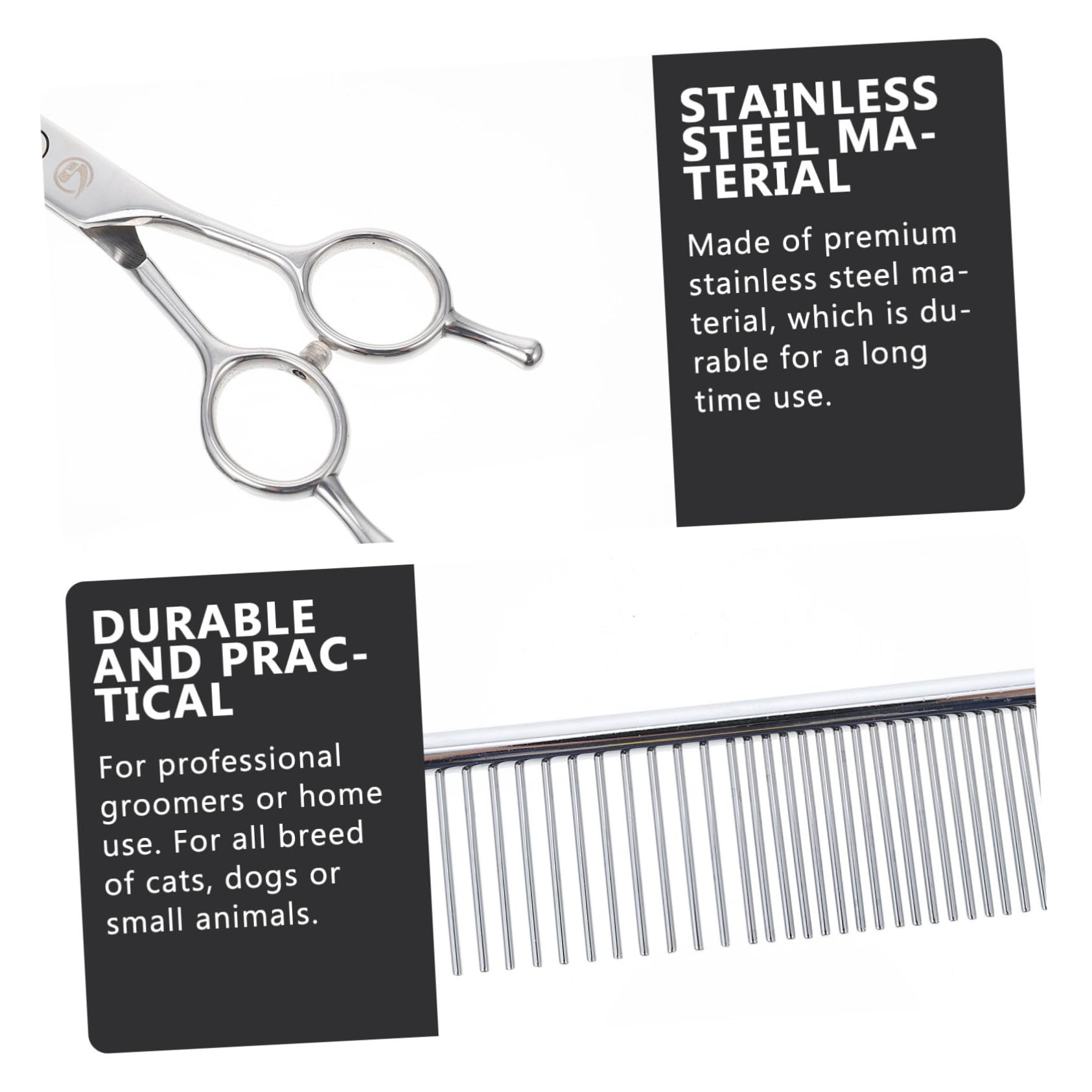 POPETPOP Tijeras Cuidado de Mascotas Tijeras de Peluquería de Acero Inoxidable Kit de Cortapelos para Perros para Recortar el Pelo de Mascotas Casa