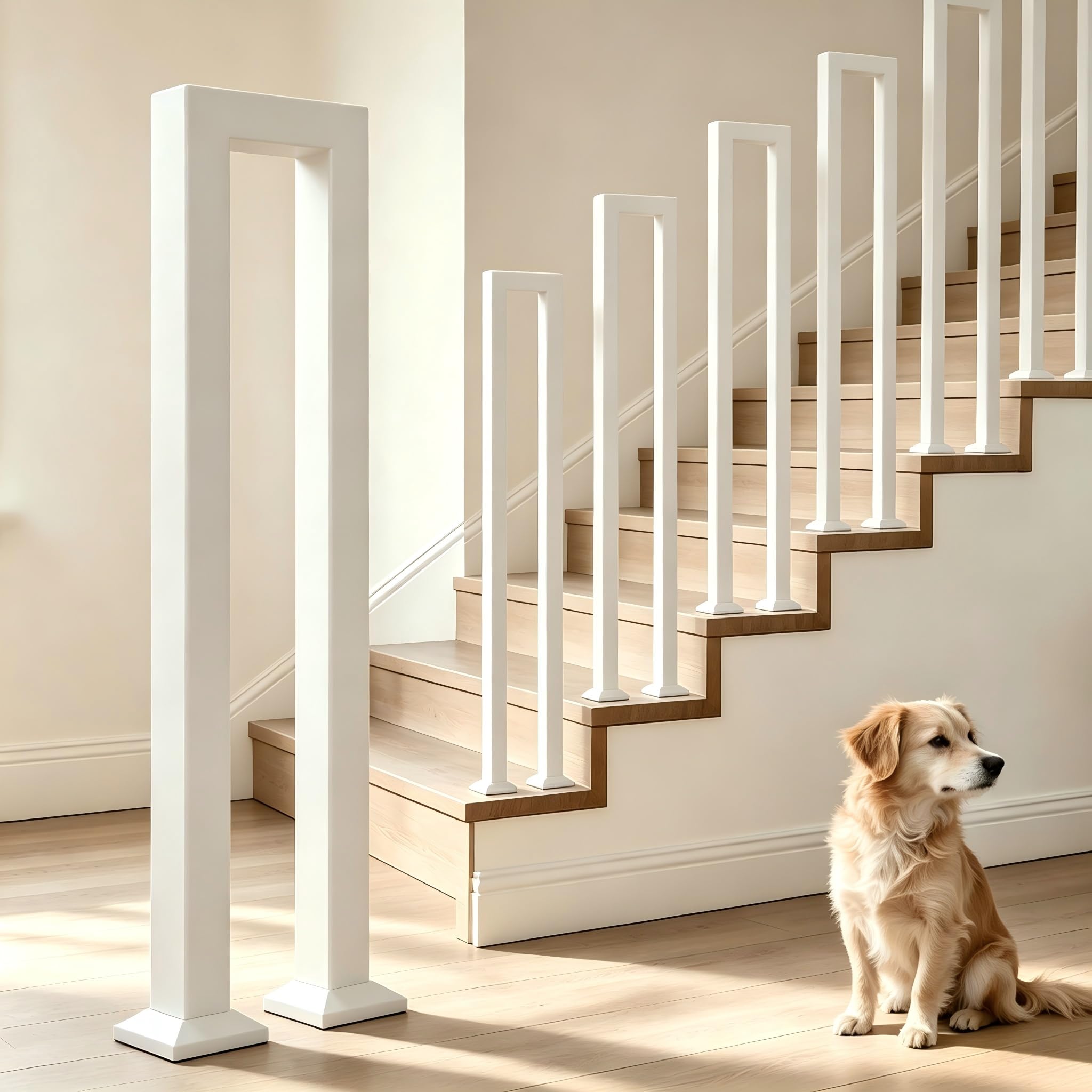 PBMDUHX Stair Railing Indoor, U-Shaped Stair Rail, Metal Bannister Rail for Stairs, Handrails for Stairs, Hand Rail U Shape for Loft, Porch, Balcony,Indoor, Outdoor (Black, White，Yellow) 35-115cm