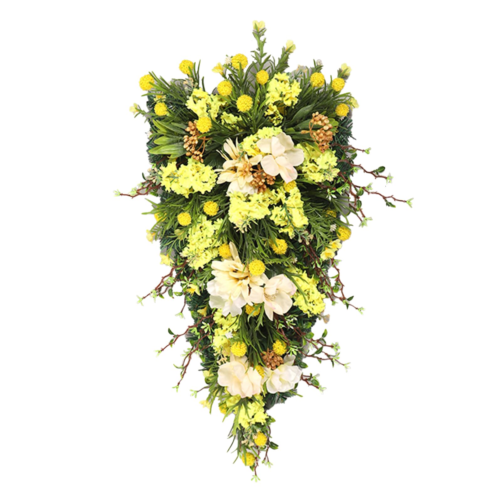 ZHDOKA 21.6in Artificial Tulips Teardrop Swag, Spring Summer Front Door Floral Teardrop Wreath Faux Lavender Flowers Swag, Greenery Decorative Swag for Indoor Outdoor Home Decor