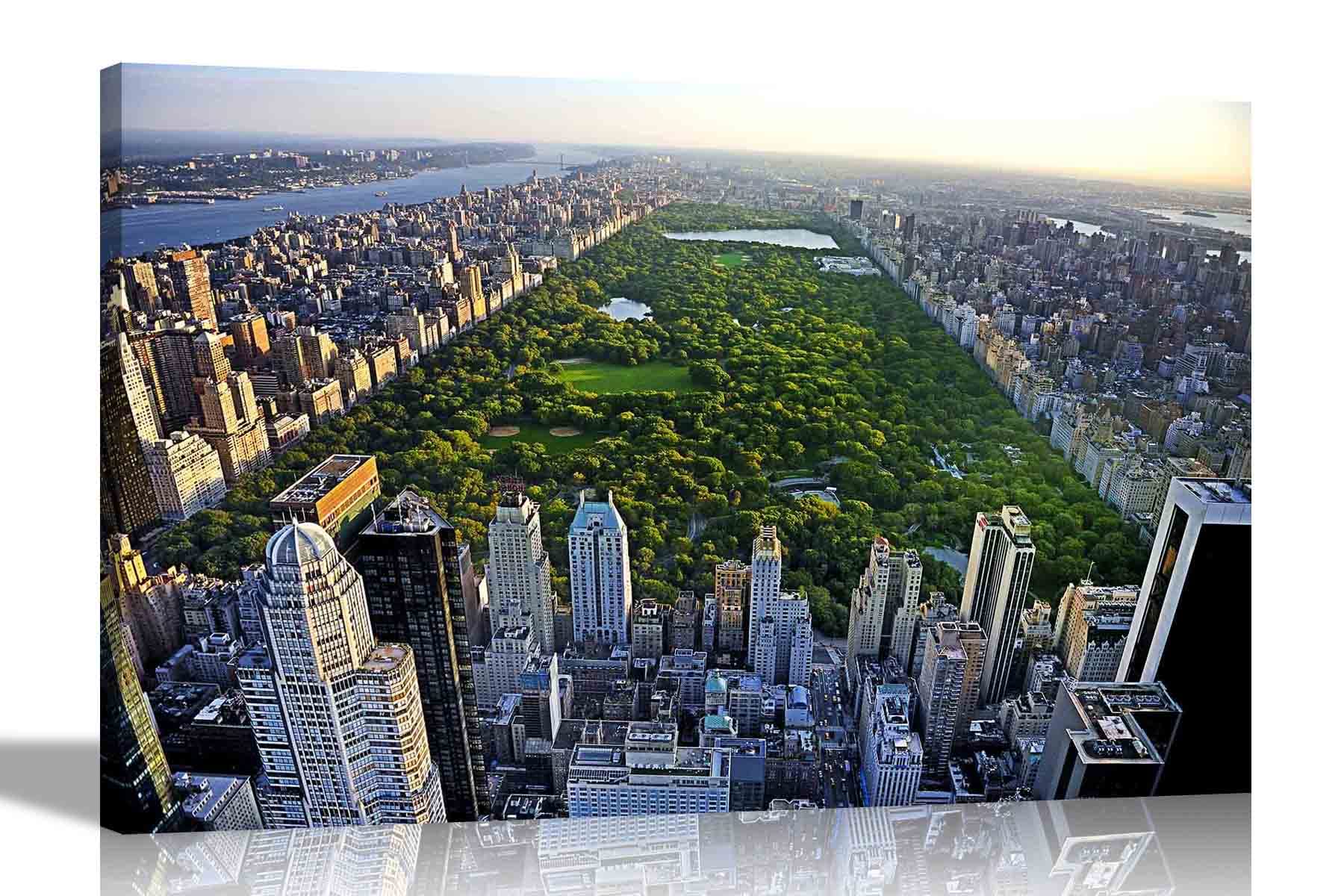 Artley Prints Multicoloured Central Park New York City Canvas Pictures Framed Prints Wall Art Home Office Work Posters Cityscape Images For Living Room 86 X 61Cm (34 X 24 Inches) A1