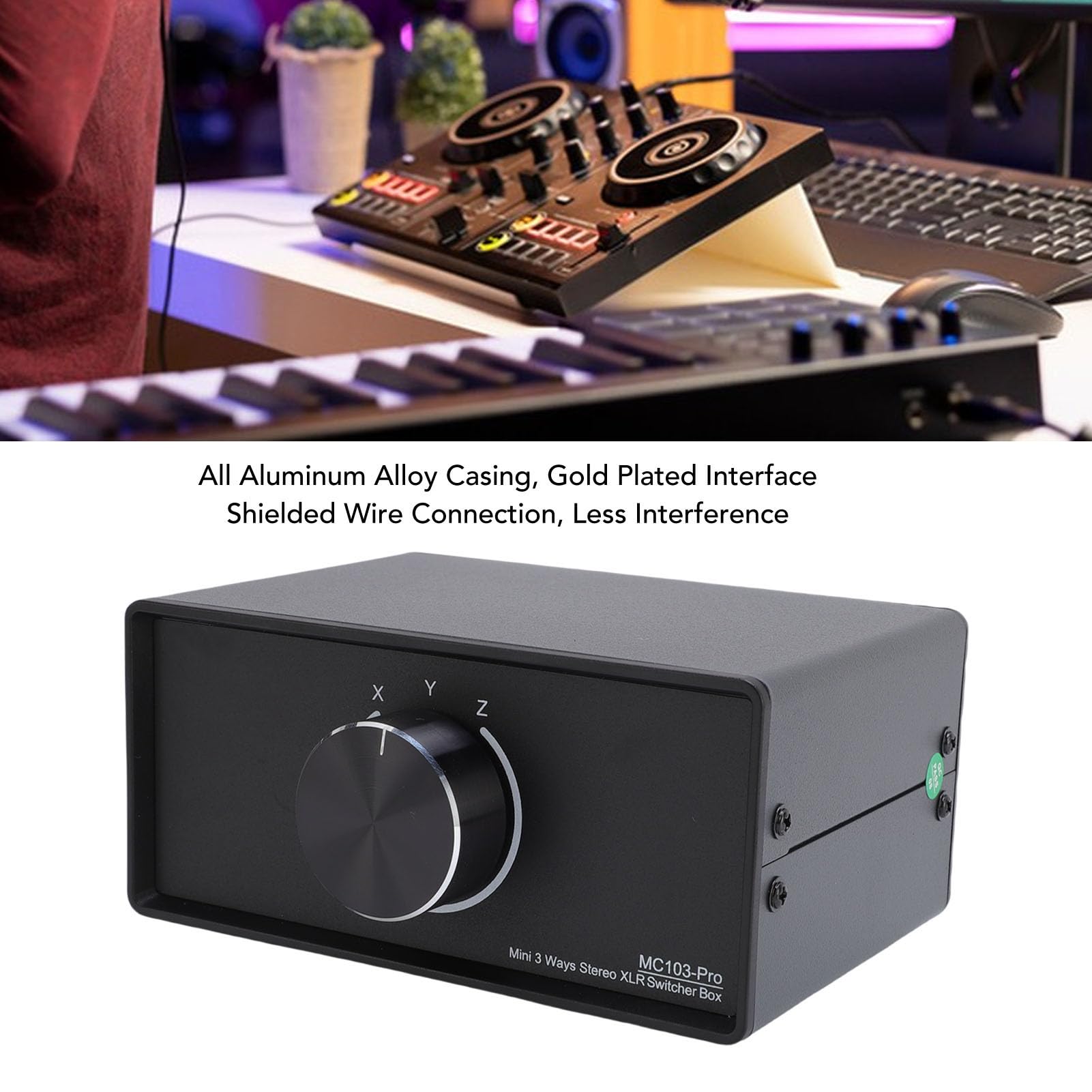 Jeffergarden Splitter Audio Passivo Stereo a 3 Vie, Involucro in Lega di Alluminio, Interferenze Minime, Esperienza Sonora Migliorata, per Appassionati di Musica