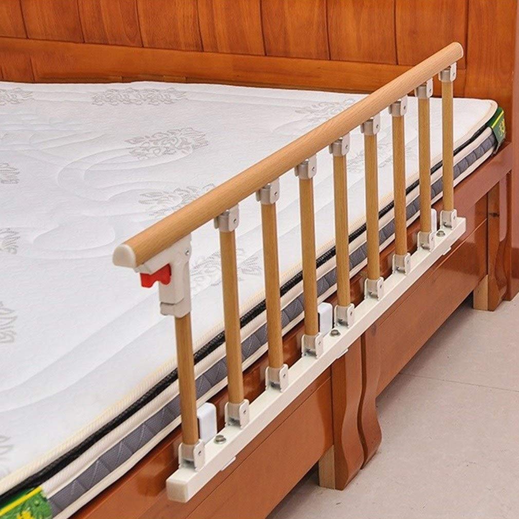 Barandilla de cama plegable de seguridad lateral adecuada para personas mayores, adultos, barandilla de cama de metal con agarre de metal