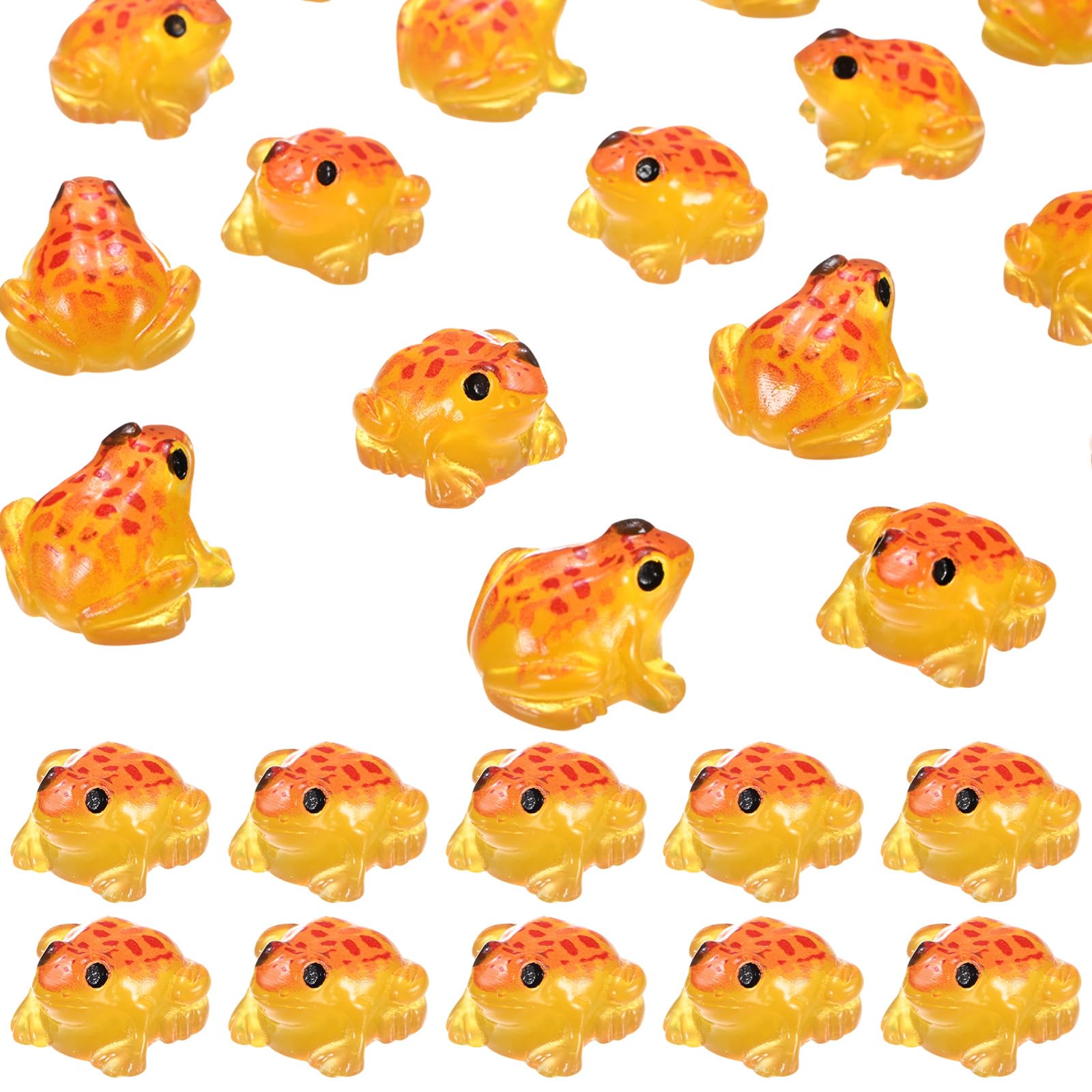 M METERXITY 60-Pack Luminous Mini Resin Frogs, Glow in the Dark Tiny Frog for Fairy Garden/Micro Landscaping/Dollhouse, Cute Miniature Animal Figurine to Hide [Orange]