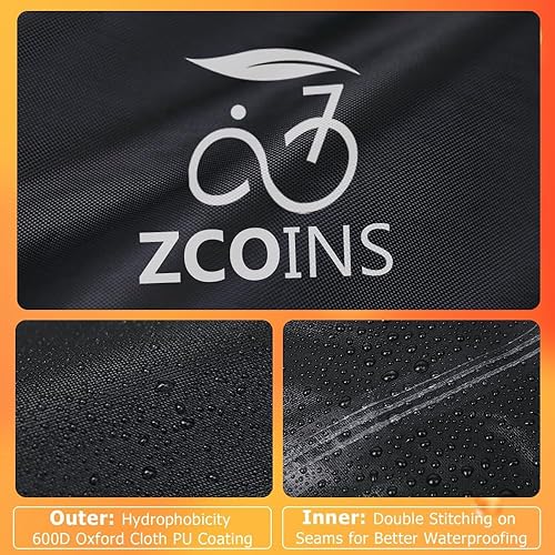 Miniatura 7 de On-Rack - Funda impermeable para 2 bicicletas con agujeros de bloqueo, tela reforzada 600D resistente, resistente a desgarros y a prueba de