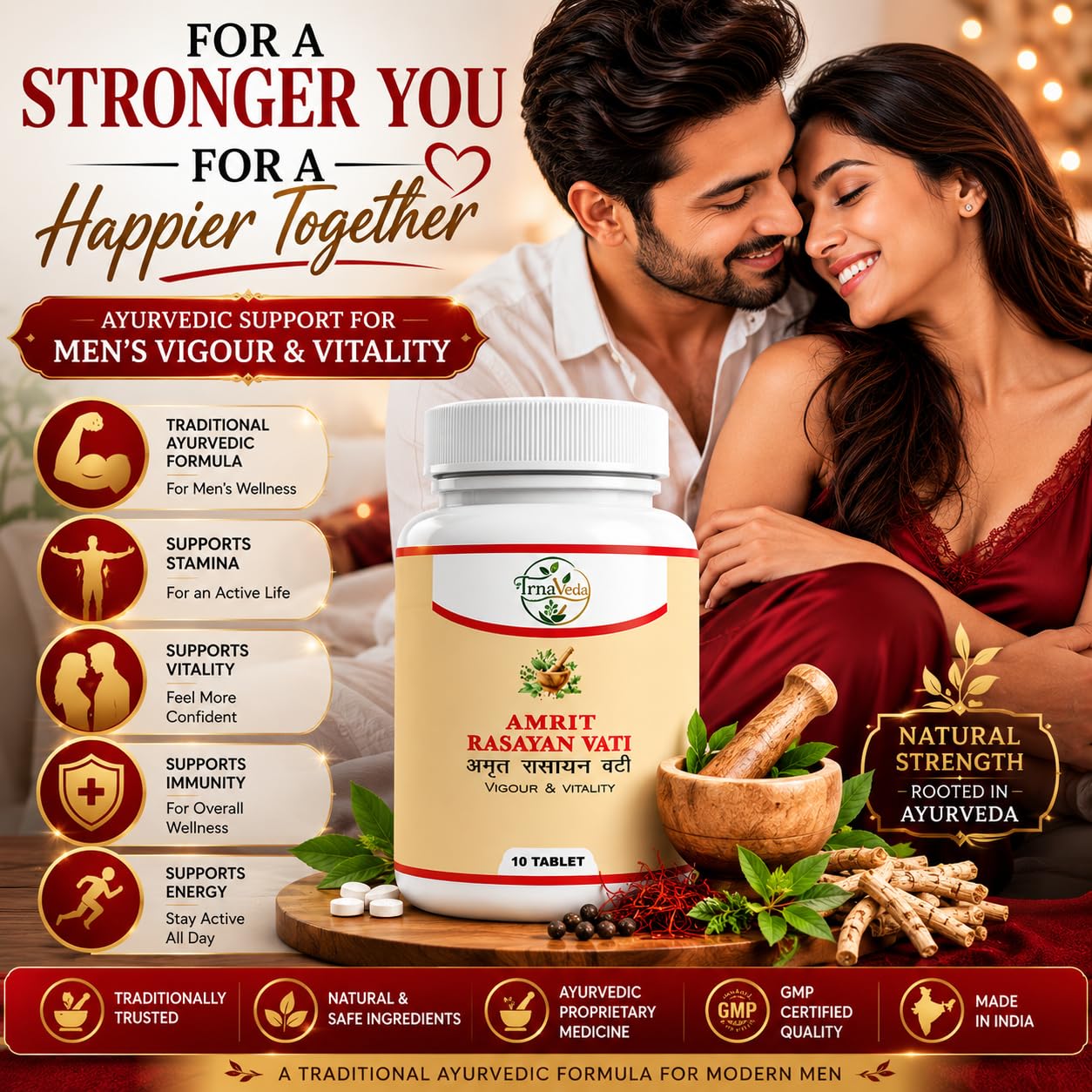 Amrit Rasayan Vati Gold Tablet for Men | Herbal Energy & Stamina Support Supplement | 10 Tablets — Amazon image 4