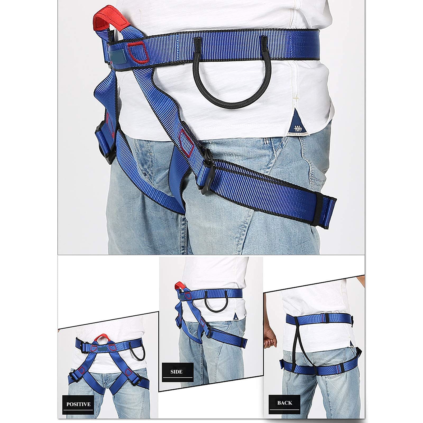 SwaYve Cinturón de Seguridad de Medio Cuerpo, Arnés de Seguridad para Detención de Caídas, Cinturón de Seguridad de Protección de Cintura Y Cadera para Montañismo, Escalada Y Rappel/Blue